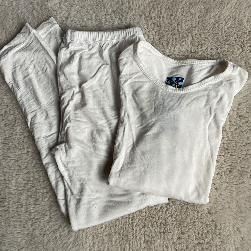 Kickee Pants | Ivory Long Sleeve & Pant Pajama Set | 6